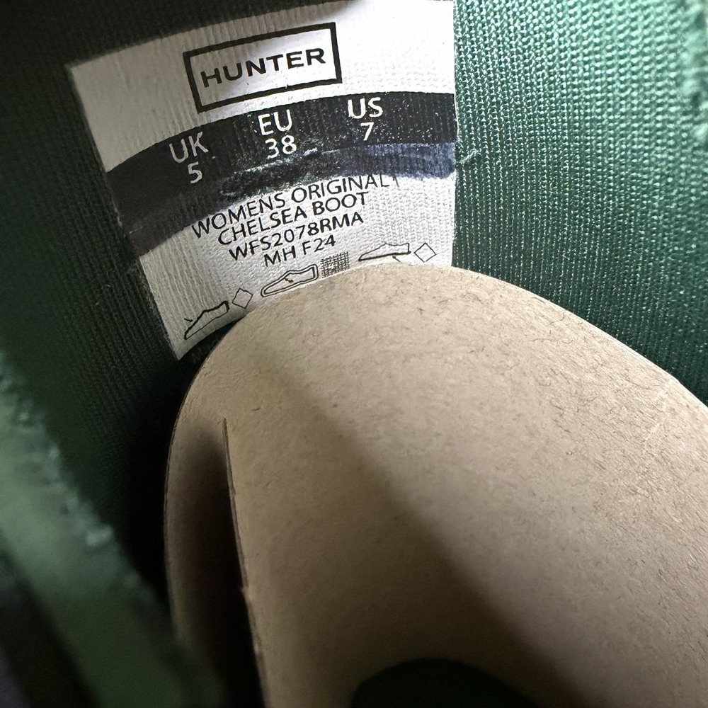 Hunter Original Chelsea Rain Green Boots Women's Waterproof Comfort Size 7 - Picture 9 of 9